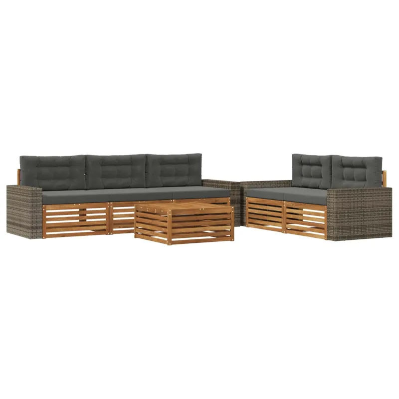 Lauko sofos komplektas 6 pcs Natūralus ir antracitas