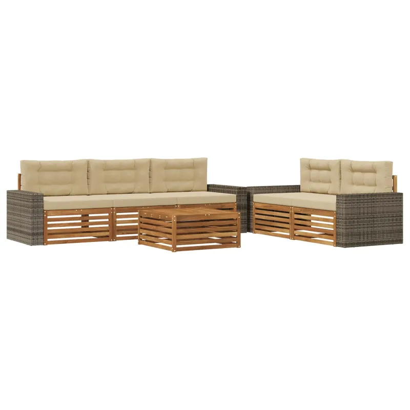 Lauko sofos komplektas 6 pcs Natūralus ir bežinis