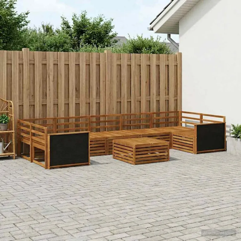 Lauko sofos komplektas 8 pcs Natūrali Kietos akacijos mediena