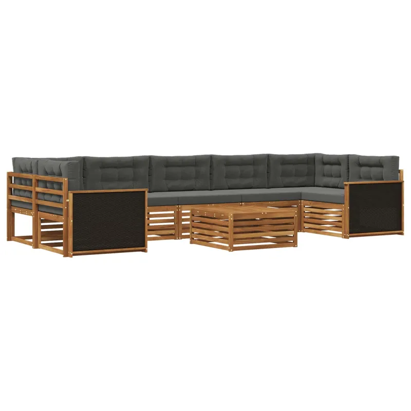 Lauko sofos komplektas 8 pcs Natūralus ir antracitas