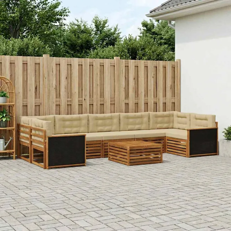 Lauko sofos komplektas 8 pcs Natūralus ir bežinis