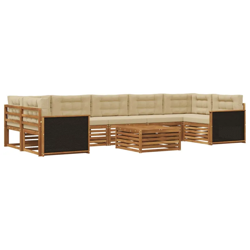 Lauko sofos komplektas 8 pcs Natūralus ir bežinis