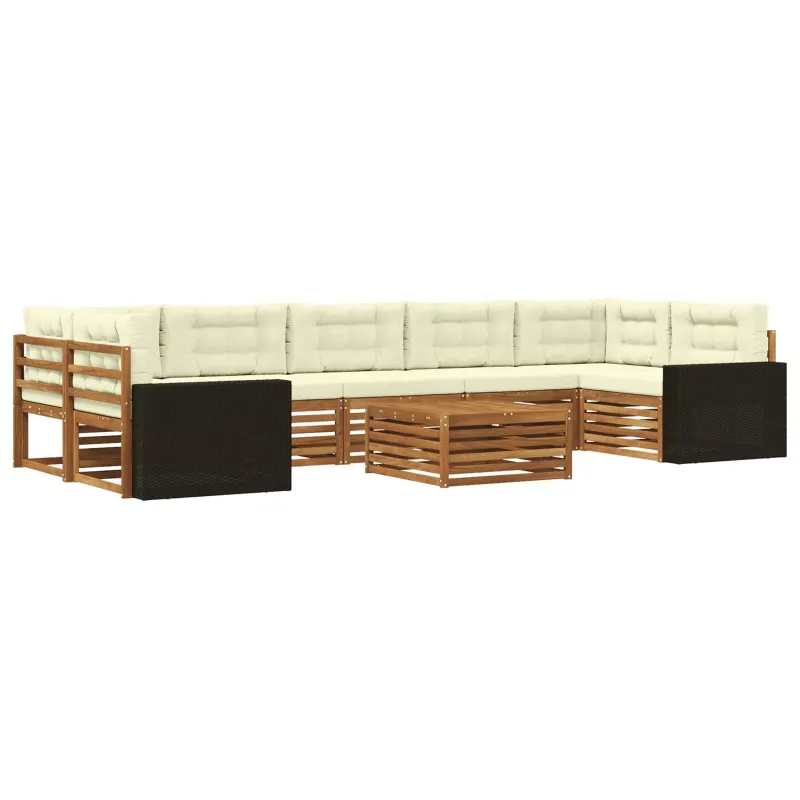 Lauko sofos komplektas 8 pcs Natūralus ir grietinėlė