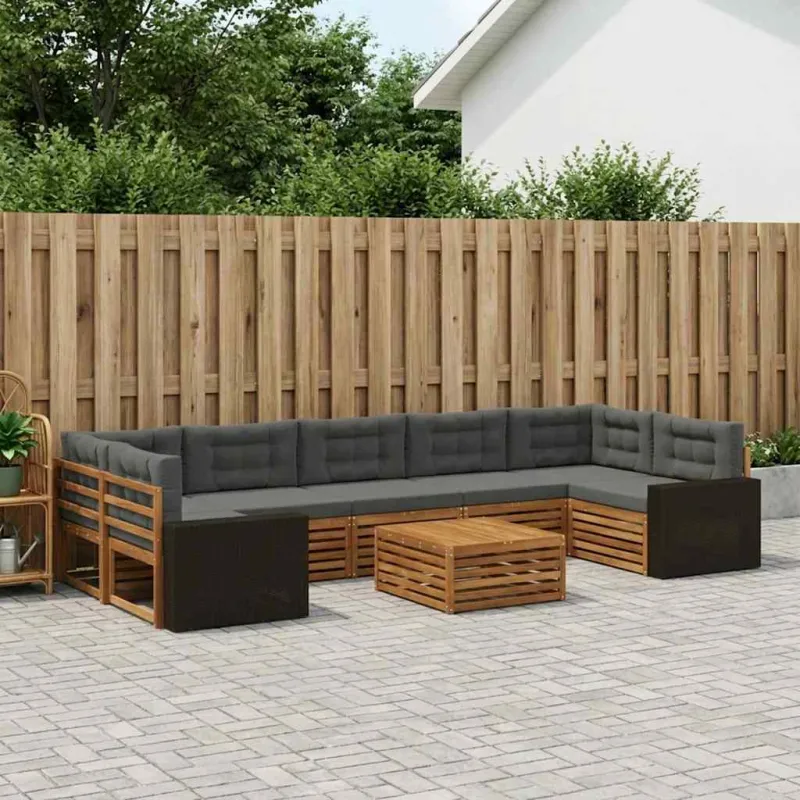 Lauko sofos komplektas 8 pcs Natūralus ir antracitas