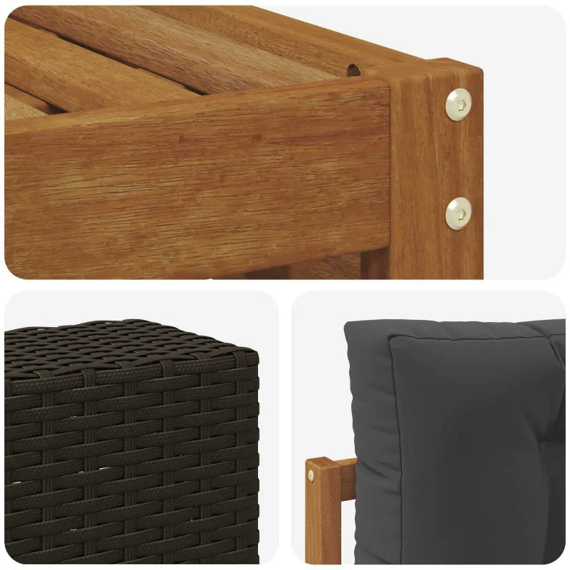 Lauko sofos komplektas 8 pcs Natūralus ir antracitas