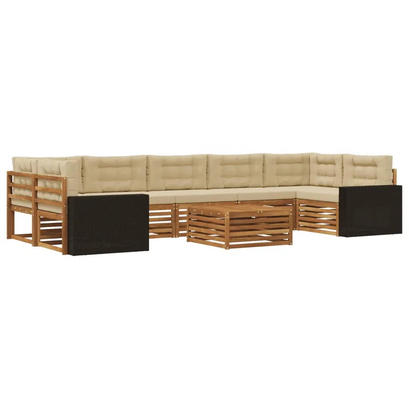 Lauko sofos komplektas 8 pcs Natūralus ir bežinis
