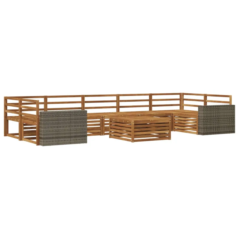 Lauko sofos komplektas 8 pcs Natūrali Kietos akacijos mediena