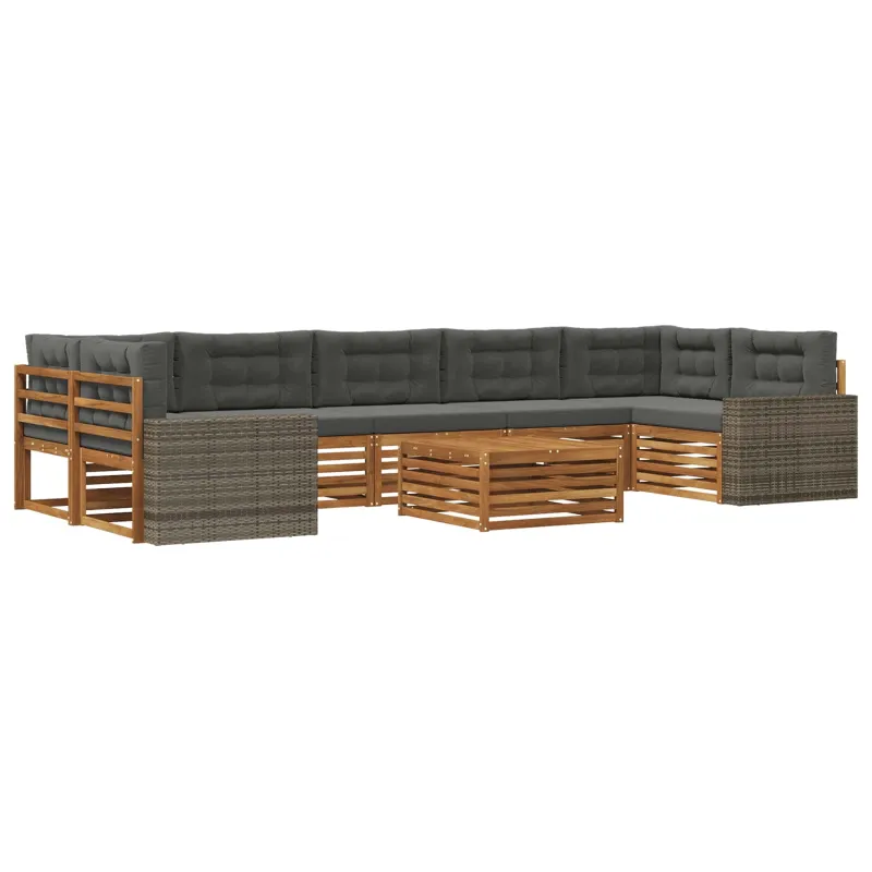 Lauko sofos komplektas 8 pcs Natūralus ir antracitas