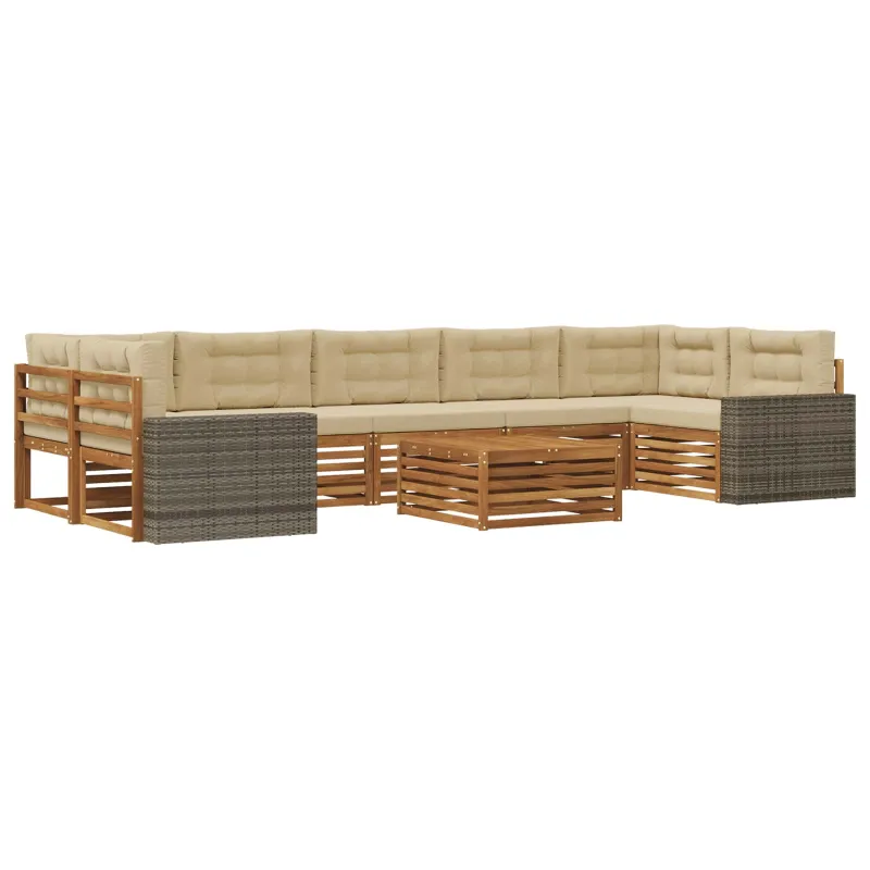 Lauko sofos komplektas 8 pcs Natūralus ir bežinis