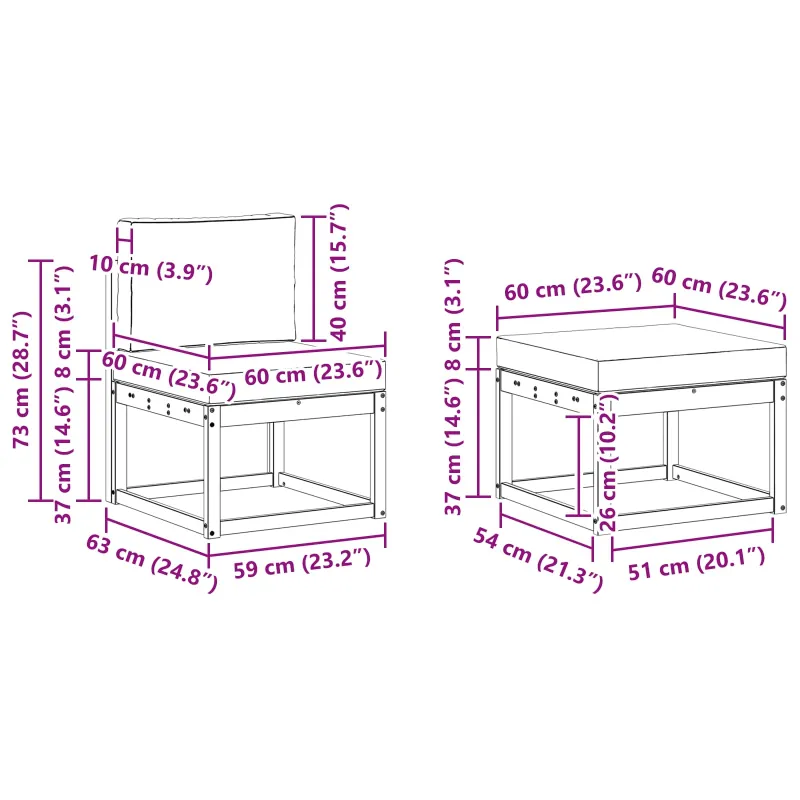 Lauko sofos komplektas 5 pcs Natūralus ir antracitas