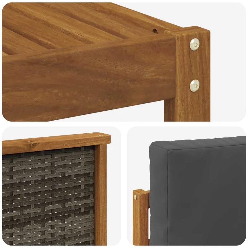 Lauko sofos komplektas 5 pcs Natūralus ir antracitas
