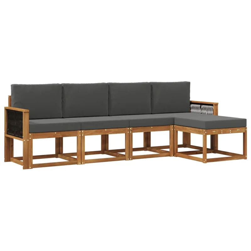 Lauko sofos komplektas 5 pcs Natūralus ir antracitas
