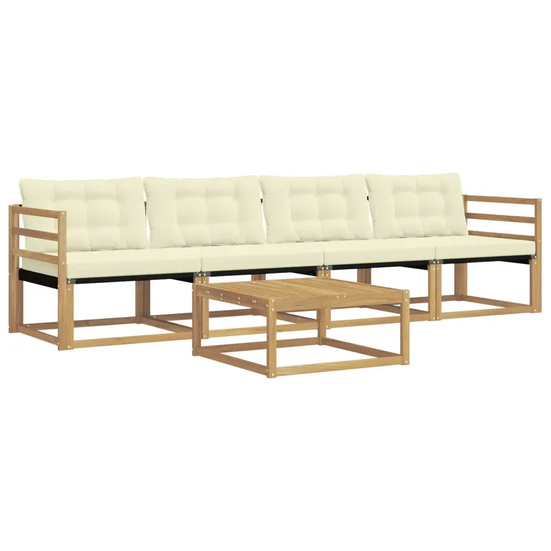 Lauko sofos komplektas 5 pcs Balta ir kreminė 79 x 79 x 37 cm