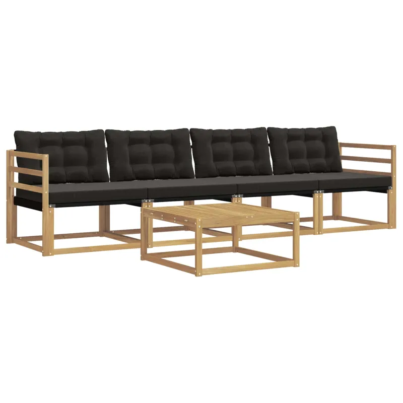 Lauko sofos komplektas 5 pcs Balta ir juoda 79 x 79 x 37 cm