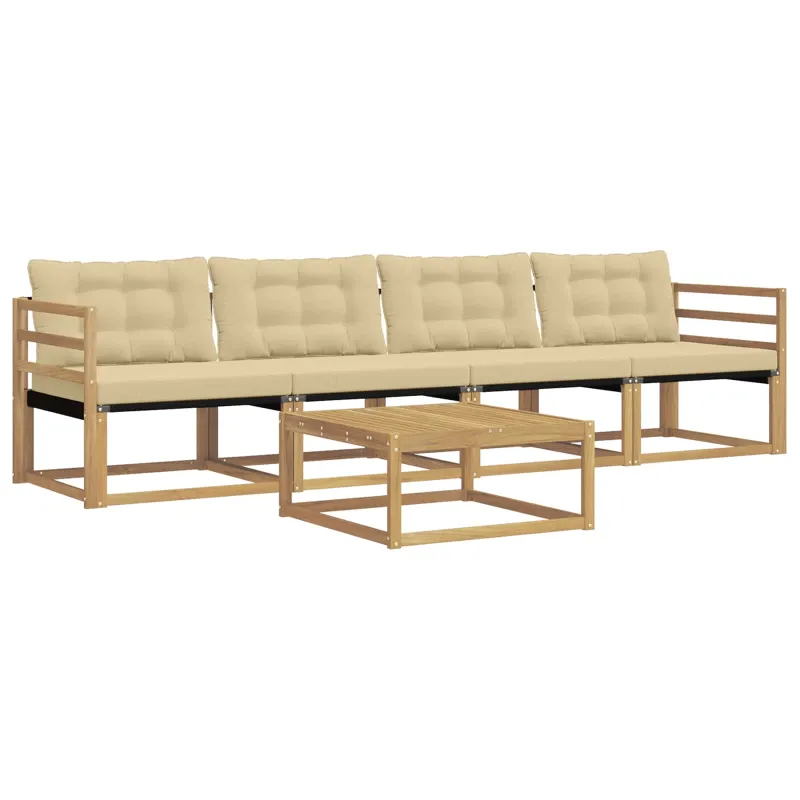 Lauko sofos komplektas 5 pcs Balta ir kreminė 79 x 79 x 37 cm