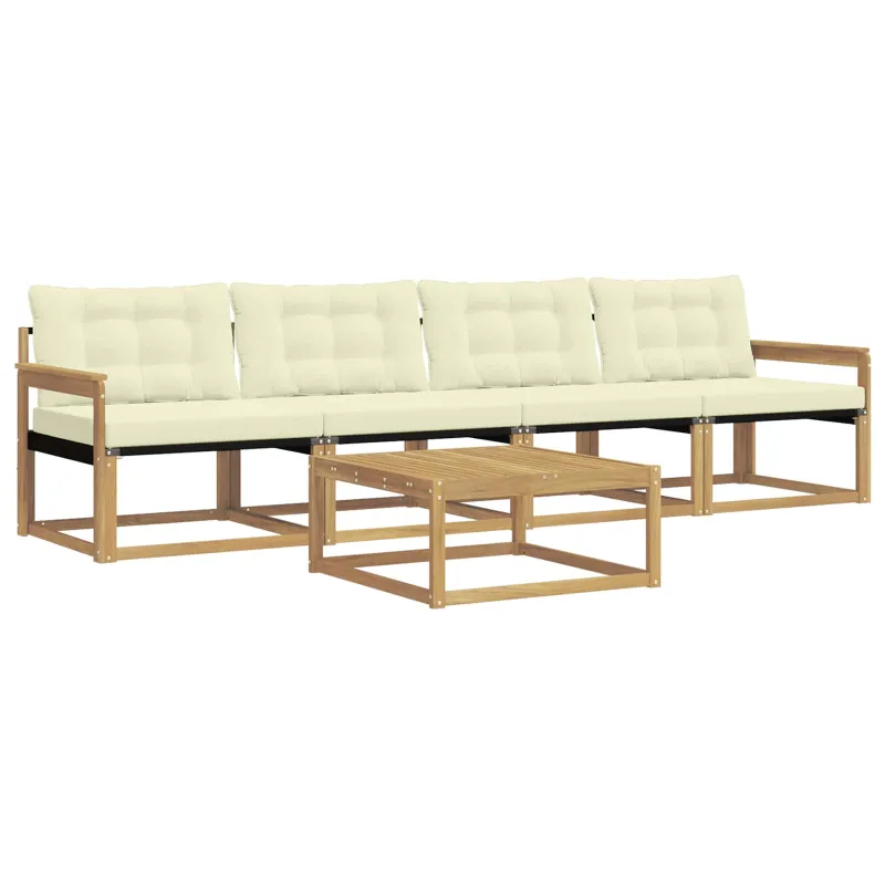 Lauko sofos komplektas 5 pcs Balta ir kreminė 79 x 79 x 37 cm
