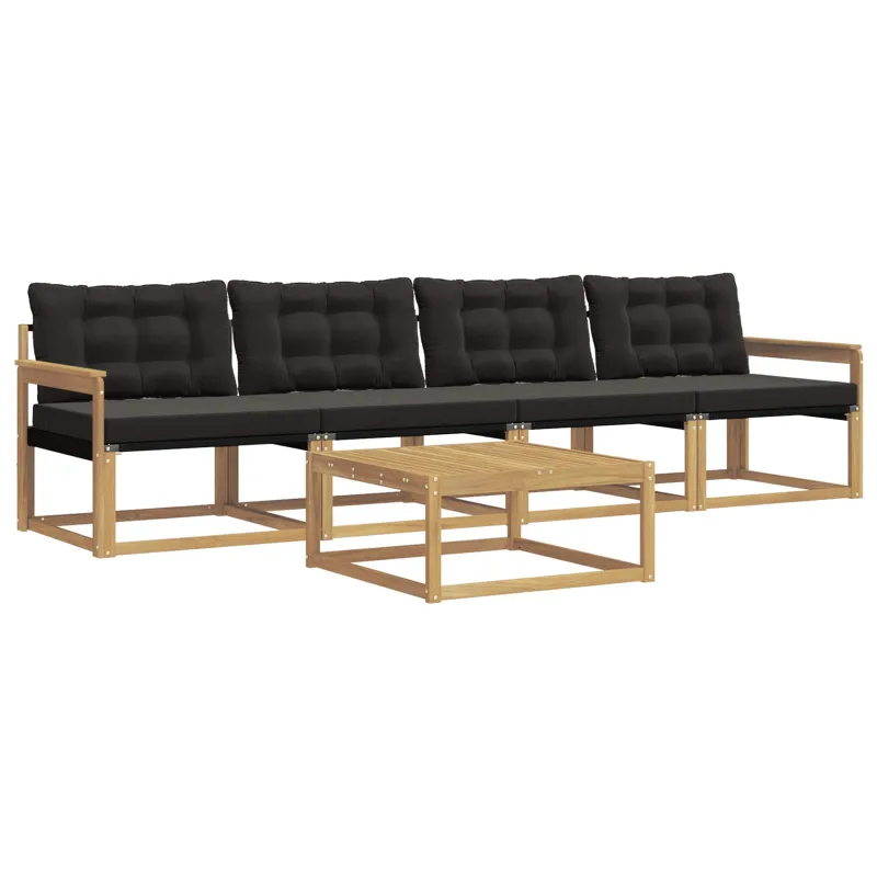 Lauko sofos komplektas 5 pcs Balta ir juoda 79 x 79 x 37 cm