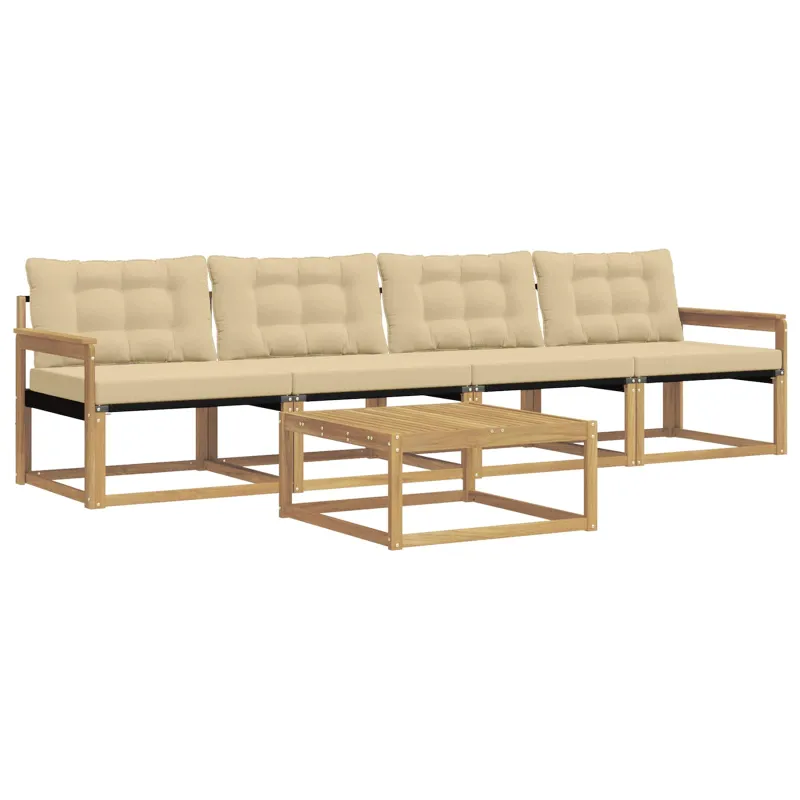 Lauko sofos komplektas 5 pcs Balta ir kreminė 79 x 79 x 37 cm