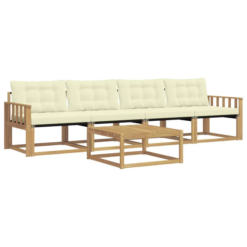 Lauko sofos komplektas 5 pcs Balta ir kreminė 79 x 79 x 37 cm