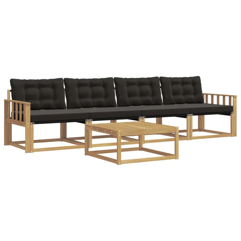 Lauko sofos komplektas 5 pcs Balta ir juoda 79 x 79 x 37 cm