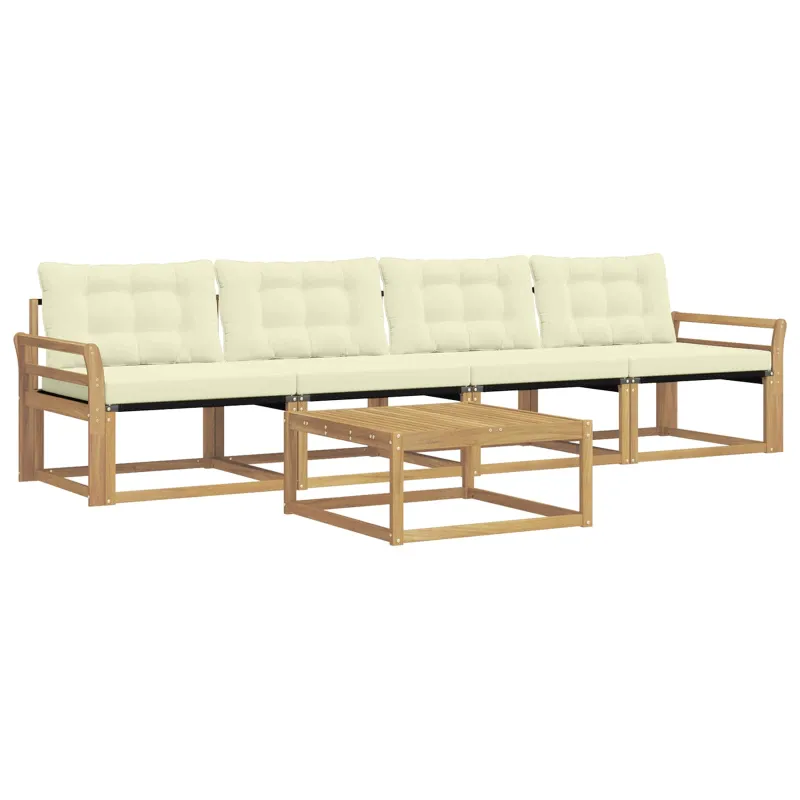 Lauko sofos komplektas 5 pcs Balta ir kreminė