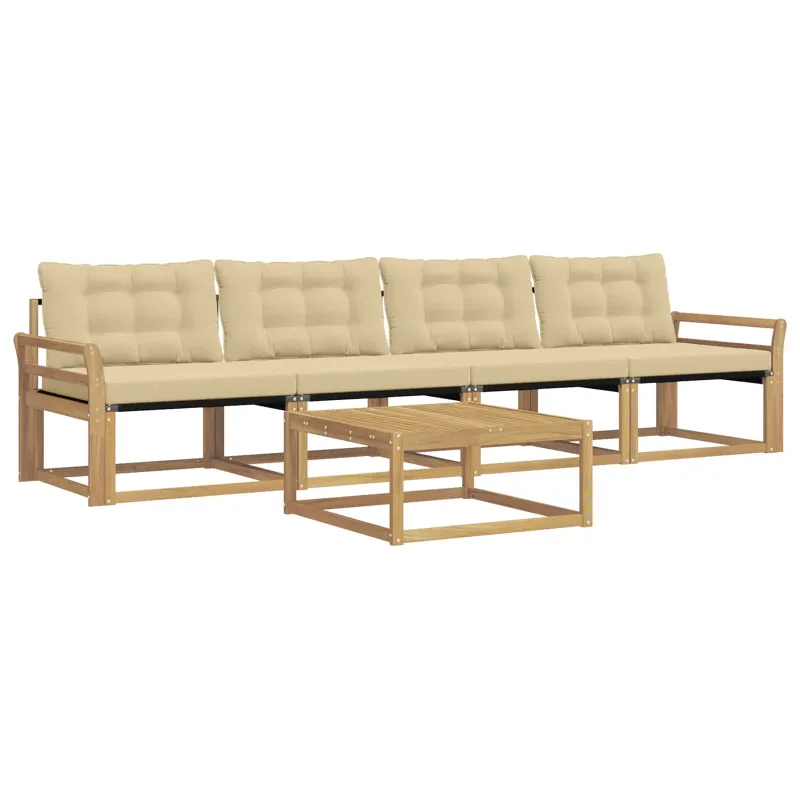 Lauko sofos komplektas 5 pcs Balta ir kreminė 79 x 79 x 37 cm