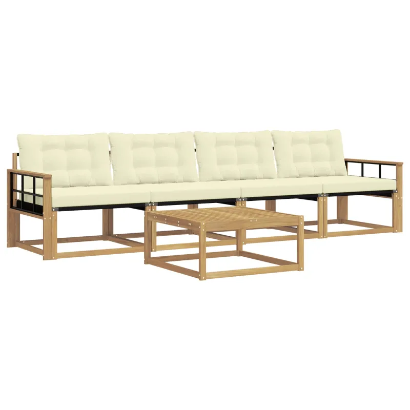 Lauko sofos komplektas 5 pcs Balta ir kreminė 79 x 79 x 37 cm