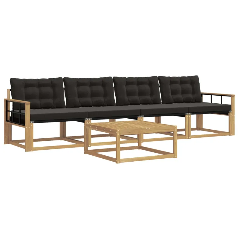 Lauko sofos komplektas 5 pcs Balta ir juoda 79 x 79 x 37 cm