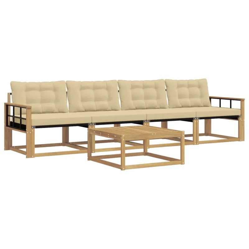 Lauko sofos komplektas 5 pcs Balta ir kreminė 79 x 79 x 37 cm
