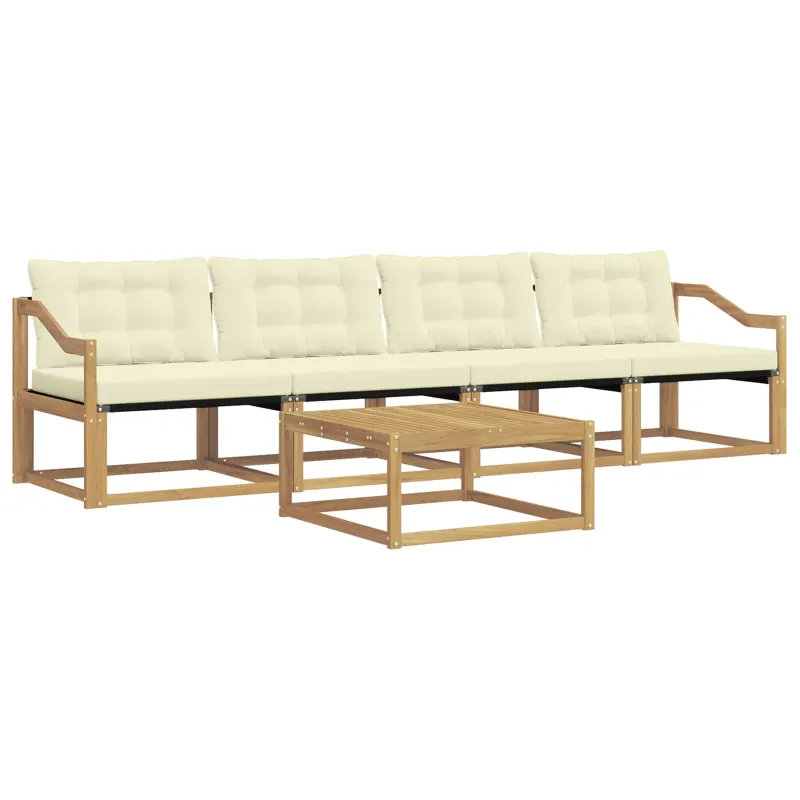 Lauko sofos komplektas 5 pcs Balta ir kreminė 79 x 79 x 37 cm