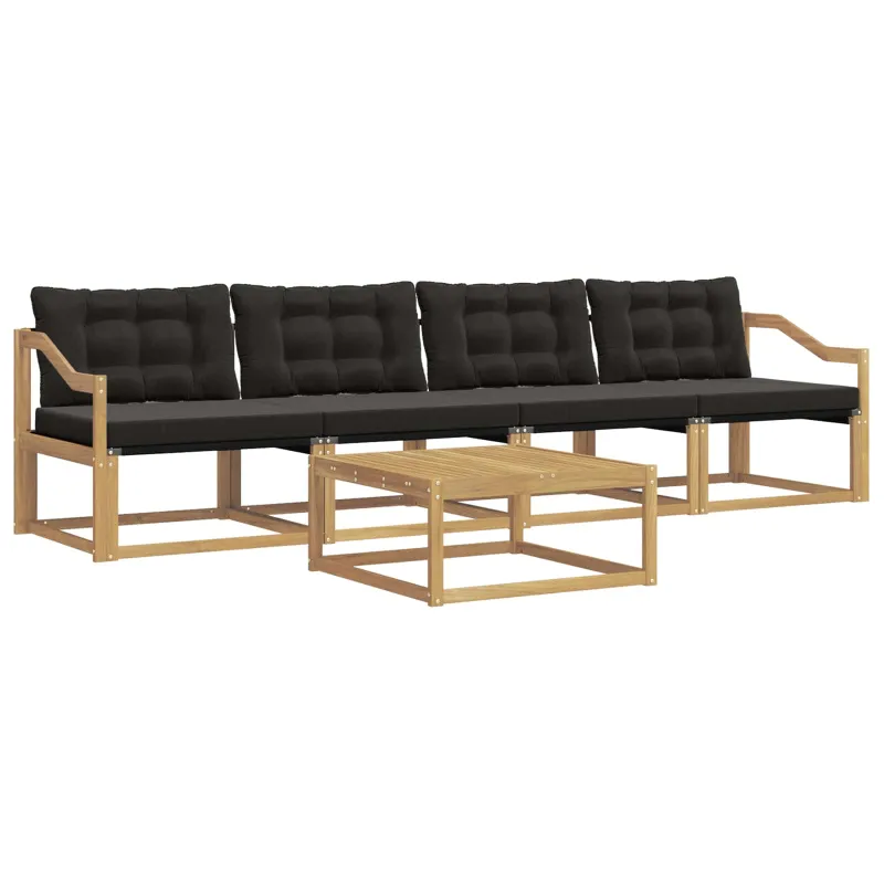 Lauko sofos komplektas 5 pcs Balta ir juoda 79 x 79 x 37 cm