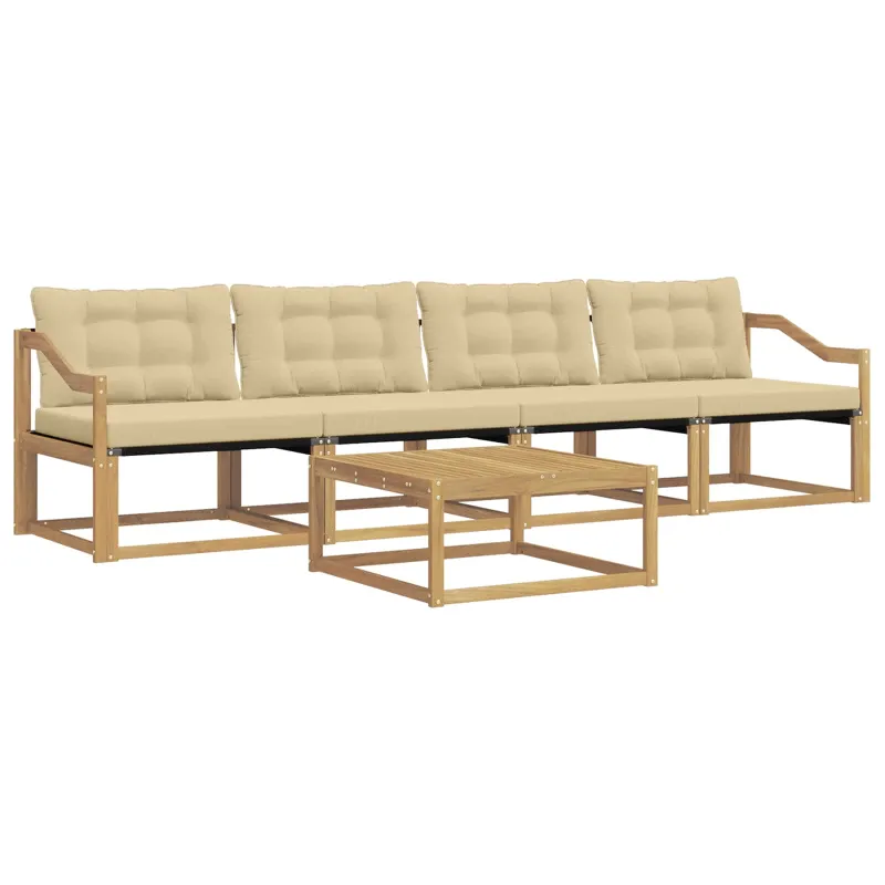 Lauko sofos komplektas 5 pcs Balta ir kreminė 79 x 79 x 37 cm