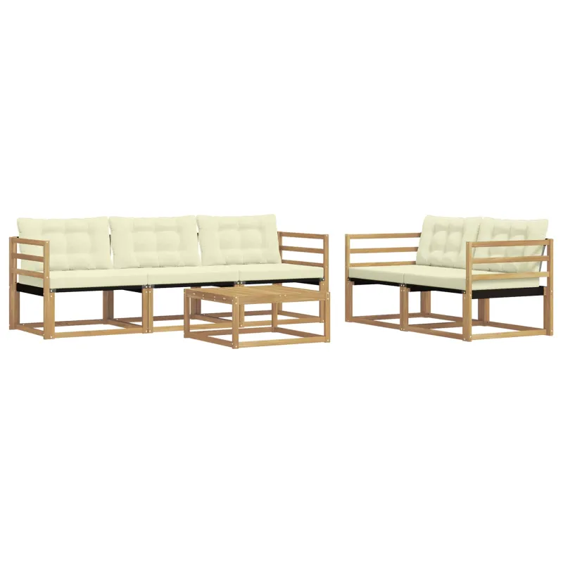 Lauko sofos komplektas 6 pcs Balta ir kreminė 79 x 79 x 37 cm