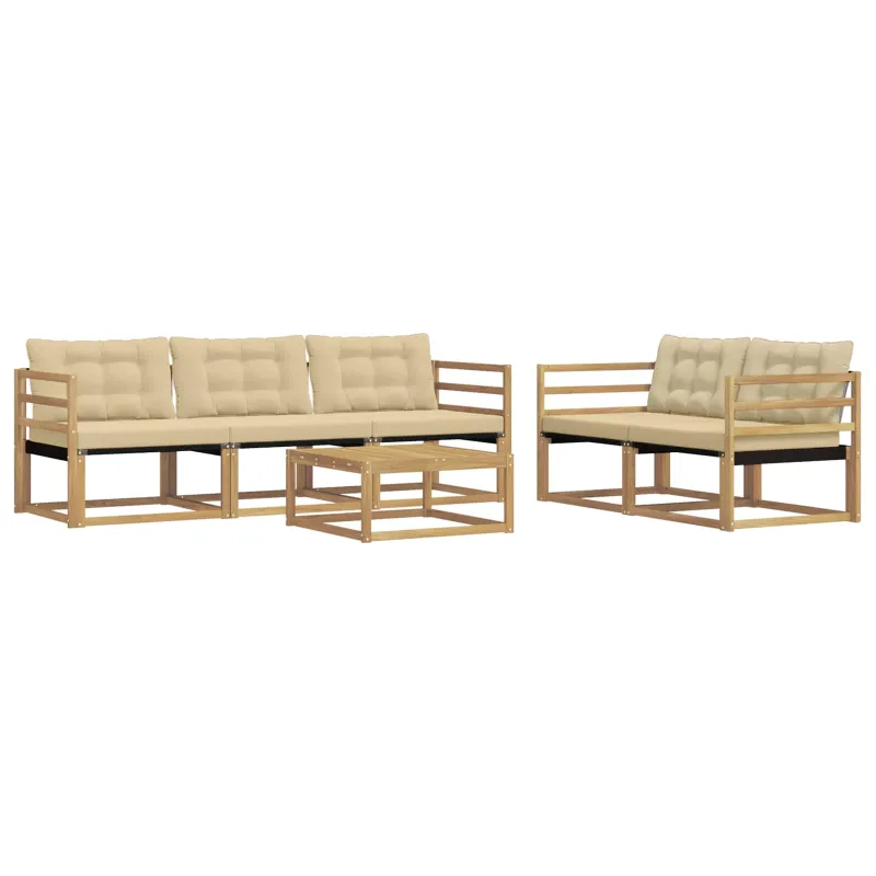 Lauko sofos komplektas 6 pcs Balta ir kreminė 79 x 79 x 37 cm
