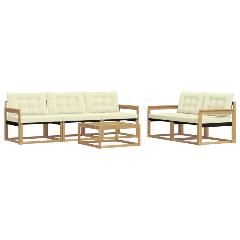 Lauko sofos komplektas 6 pcs Balta ir kreminė 79 x 79 x 37 cm