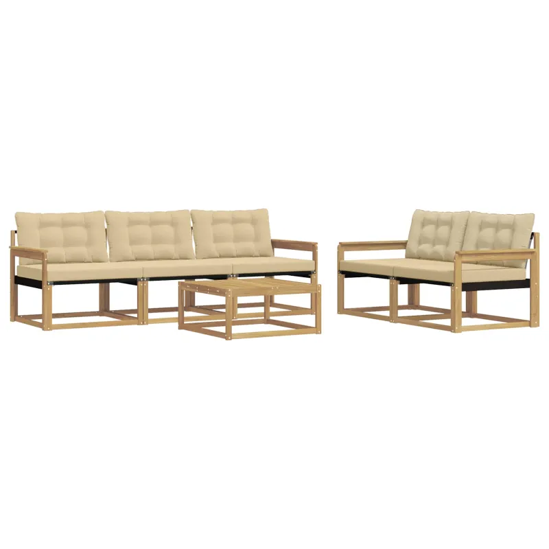 Lauko sofos komplektas 6 pcs Balta ir kreminė 79 x 79 x 37 cm