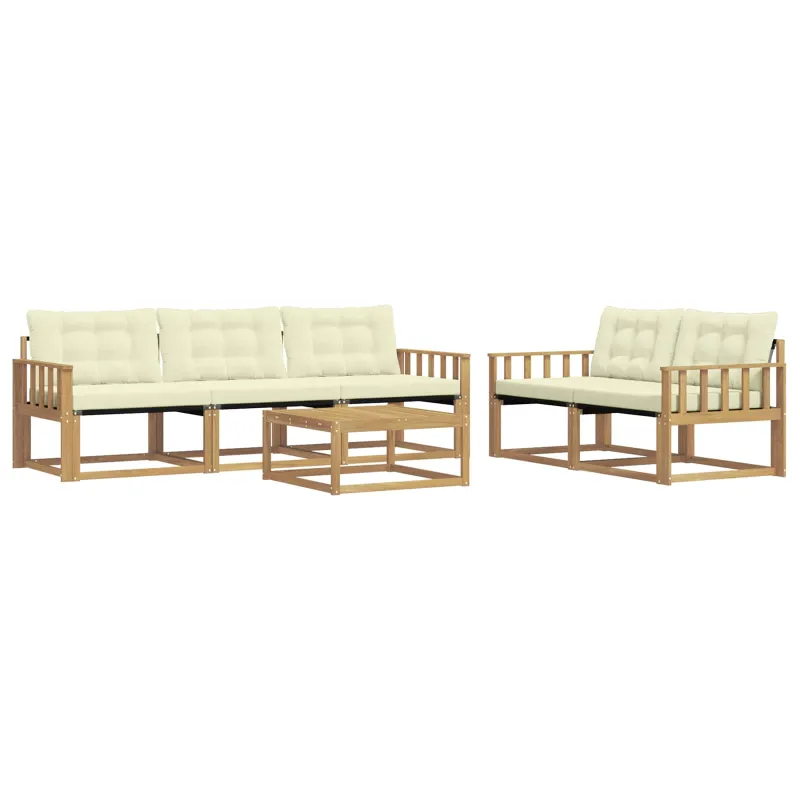 Lauko sofos komplektas 6 pcs Balta ir kreminė 79 x 79 x 37 cm