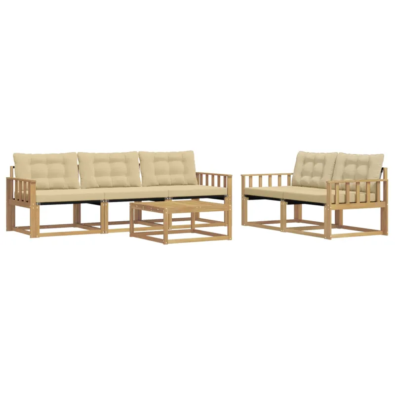 Lauko sofos komplektas 6 pcs Balta ir kreminė 79 x 79 x 37 cm