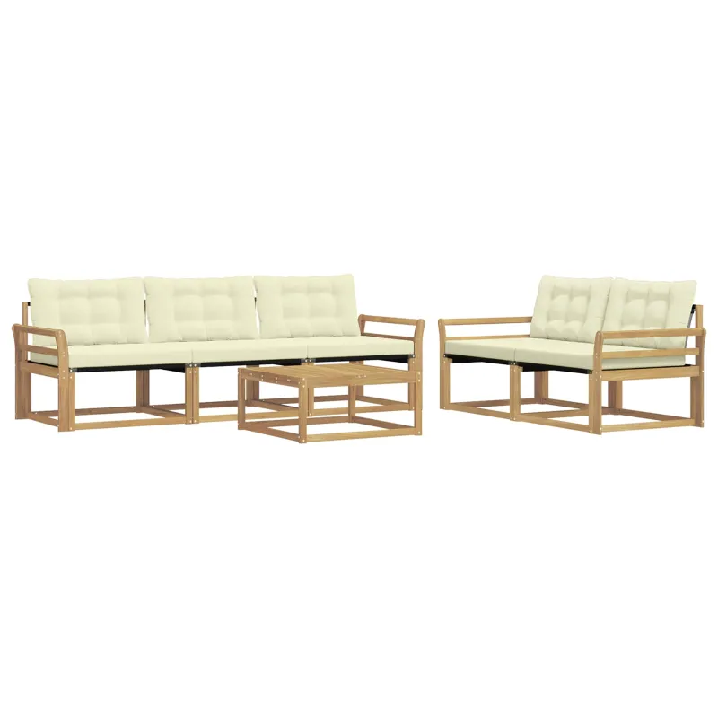 Lauko sofos komplektas 6 pcs Balta ir kreminė 79 x 79 x 37 cm