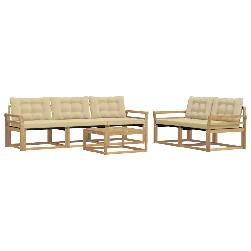 Lauko sofos komplektas 6 pcs Balta ir kreminė 79 x 79 x 37 cm