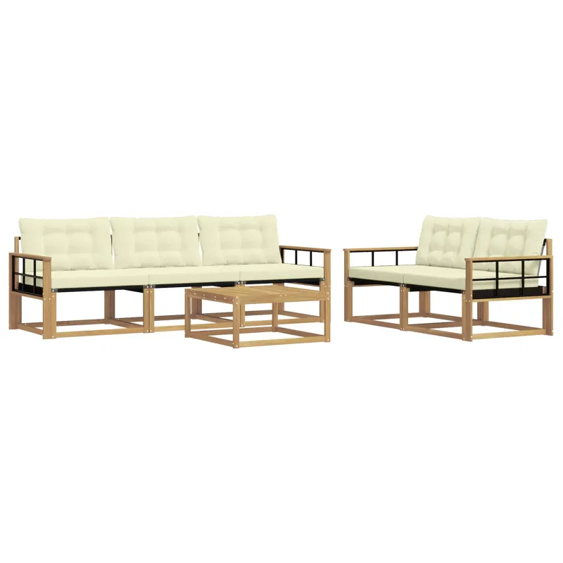 Lauko sofos komplektas 6 pcs Balta ir kreminė 79 x 79 x 37 cm