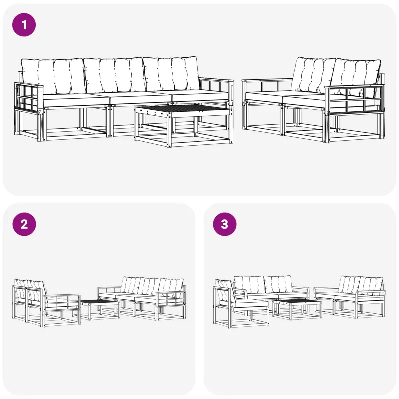 Lauko sofos komplektas 6 pcs Balta ir kreminė 79 x 79 x 37 cm
