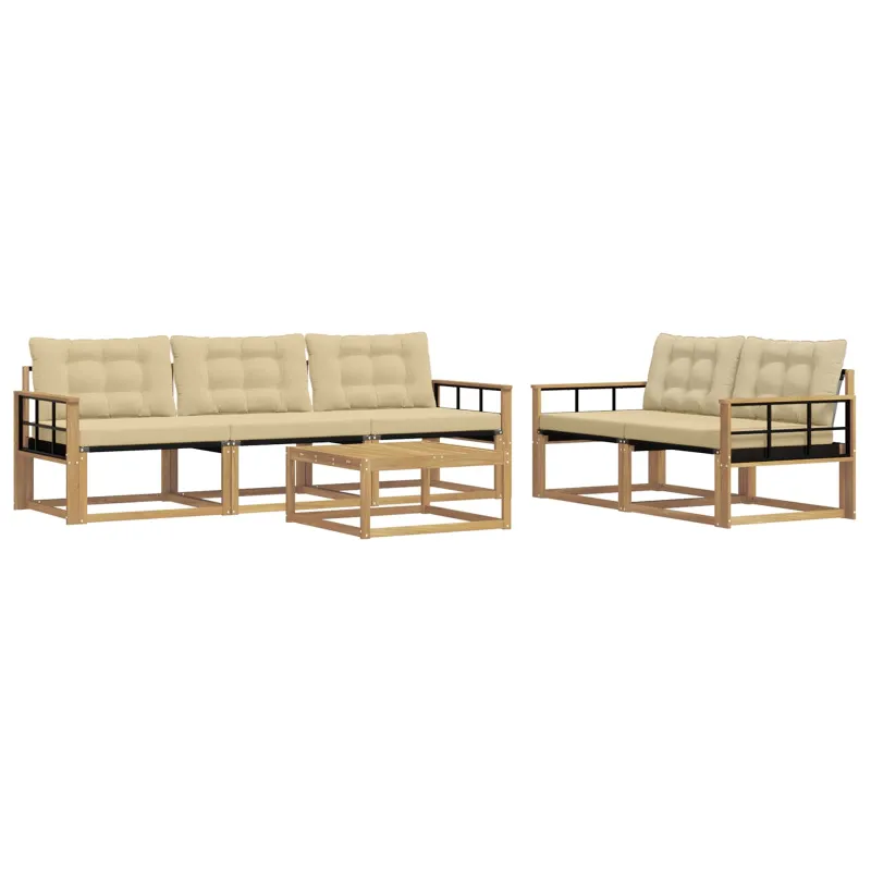 Lauko sofos komplektas 6 pcs Balta ir kreminė 79 x 79 x 37 cm
