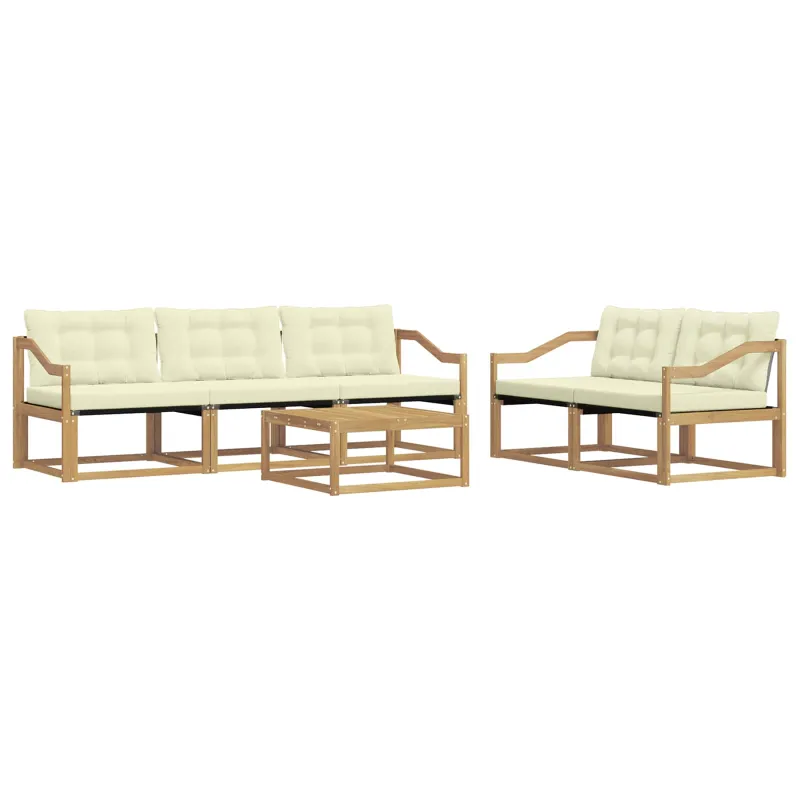 Lauko sofos komplektas 6 pcs Balta ir kreminė 79 x 79 x 37 cm