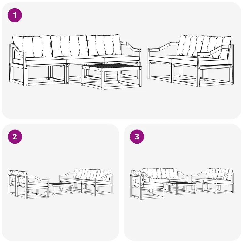 Lauko sofos komplektas 6 pcs Balta ir juoda 79 x 79 x 37 cm