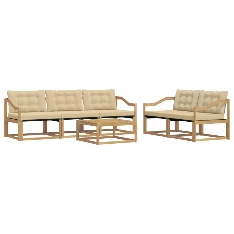 Lauko sofos komplektas 6 pcs Balta ir kreminė 79 x 79 x 37 cm