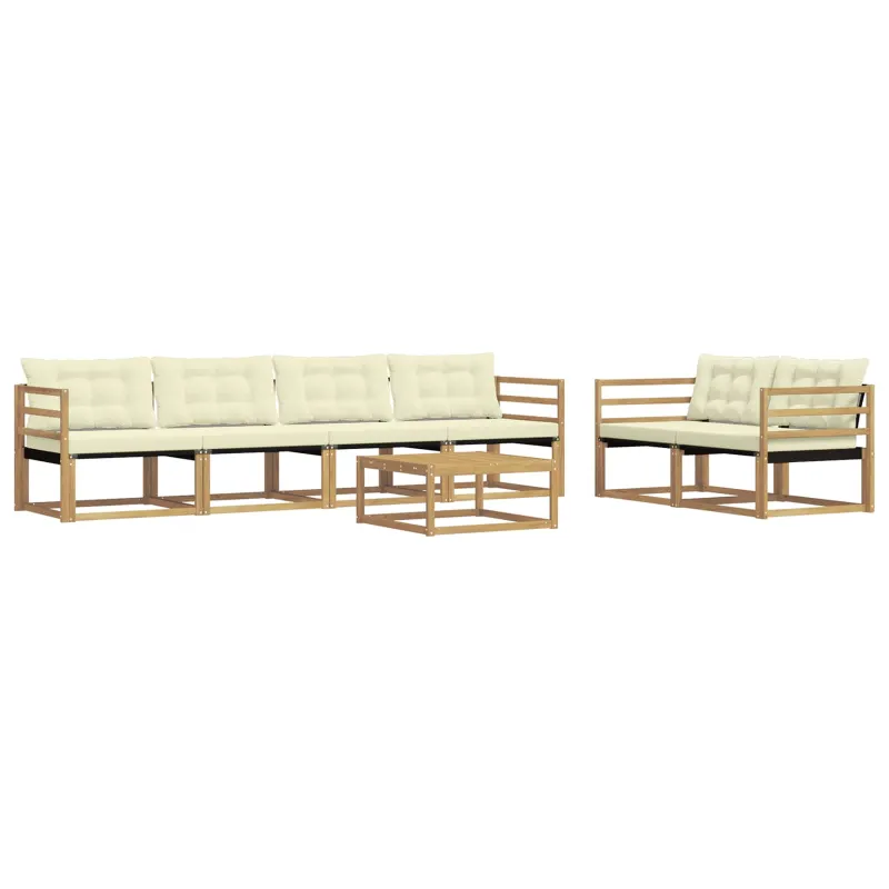 Lauko sofos komplektas 7 pcs Balta ir kreminė 79 x 79 x 37 cm