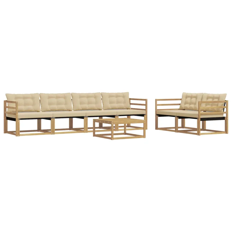Lauko sofos komplektas 7 pcs Balta ir kreminė 79 x 79 x 37 cm