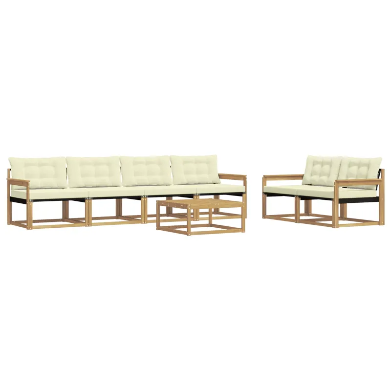 Lauko sofos komplektas 7 pcs Balta ir kreminė 79 x 79 x 37 cm