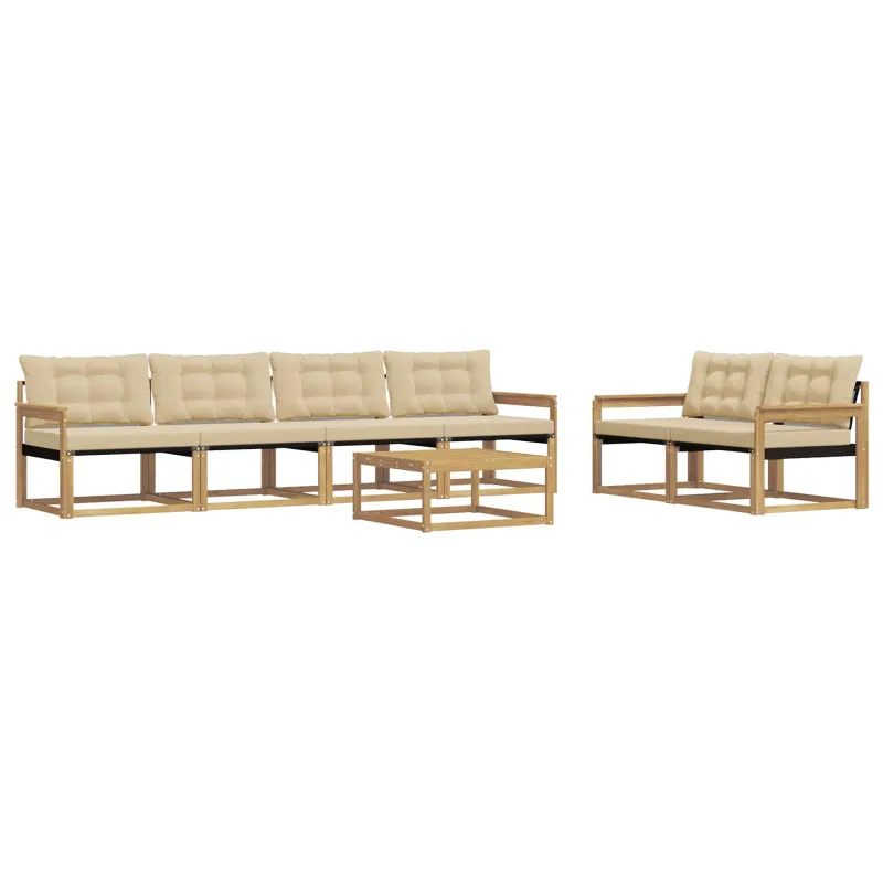 Lauko sofos komplektas 7 pcs Balta ir kreminė 79 x 79 x 37 cm